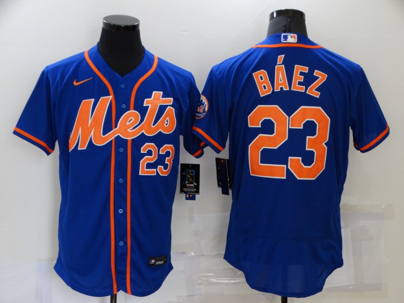 Men's New York Mets Javier Baez #23 Blue Jersey